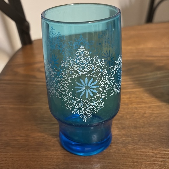 Anchor Hocking Chateau Pattern Turquoise Drinking Glasses - Picture 2 of 2
